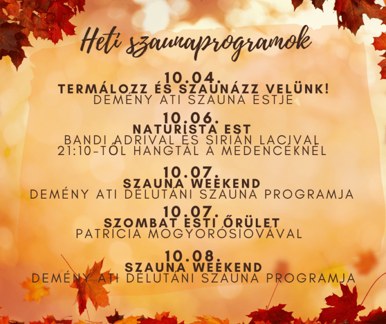 40. heti szaunaprogramjaink