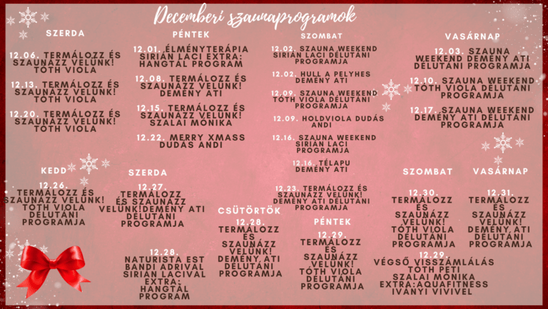 December havi szaunaprogramok